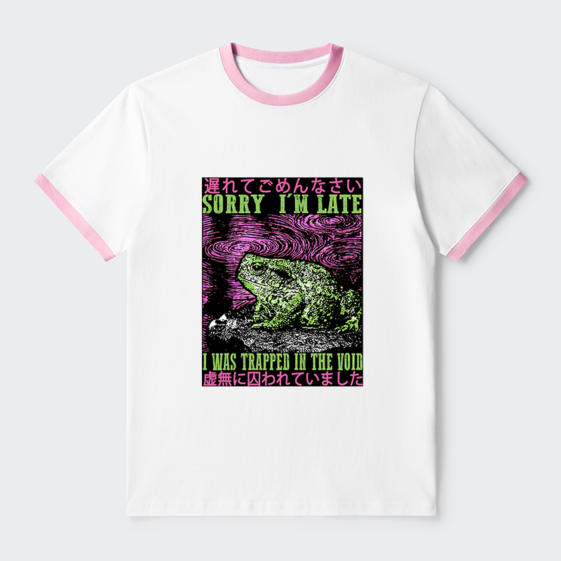 Tokyo-Tiger Frogs Trapped In The Void Contrast Trim T-Shirt