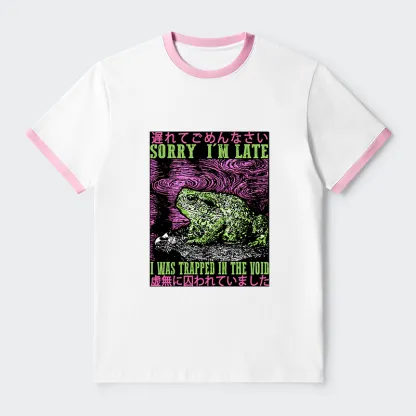 Tokyo-Tiger Frogs Trapped In The Void Contrast Trim T-Shirt
