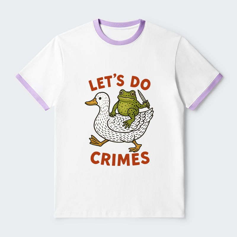 Tokyo-Tiger Frog Ready To Commit Crime Contrast Trim T-Shirt