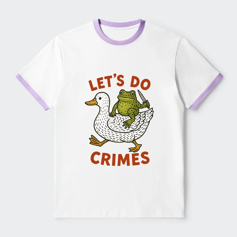 Tokyo-Tiger Frog Ready To Commit Crime Contrast Trim T-Shirt