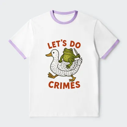 Tokyo-Tiger Frog Ready To Commit Crime Contrast Trim T-Shirt