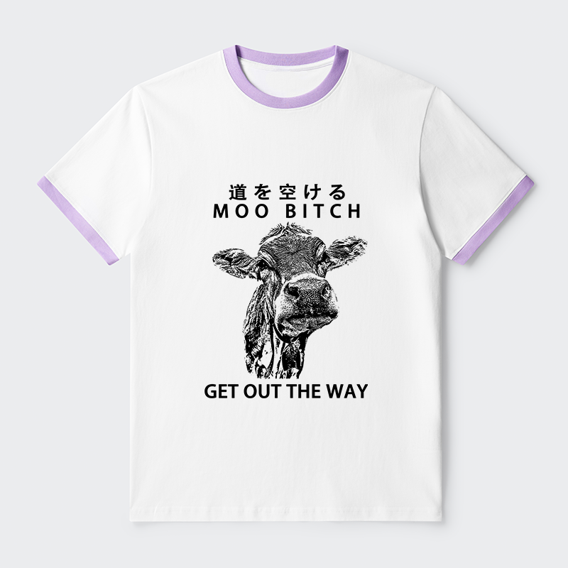 Tokyo-Tiger Funny Cow Contrast Trim T-Shirt