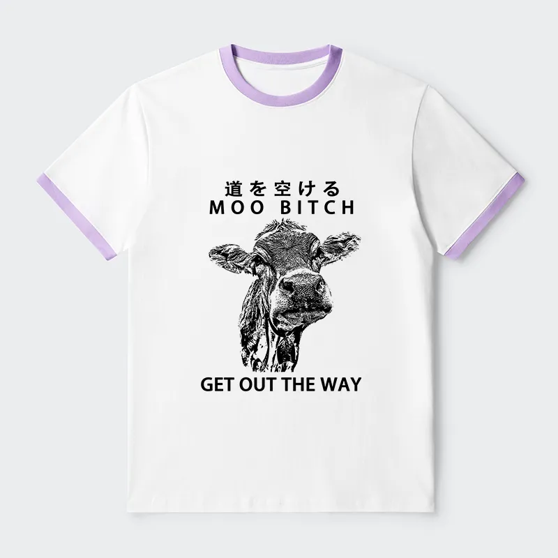 Tokyo-Tiger Funny Cow Contrast Trim T-Shirt