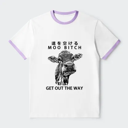 Tokyo-Tiger Funny Cow Contrast Trim T-Shirt