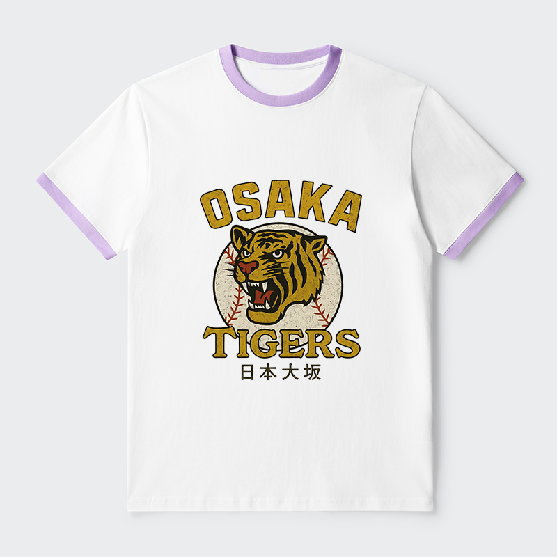 Tokyo-Tiger Funny Osaka Tigers Contrast Trim T-Shirt