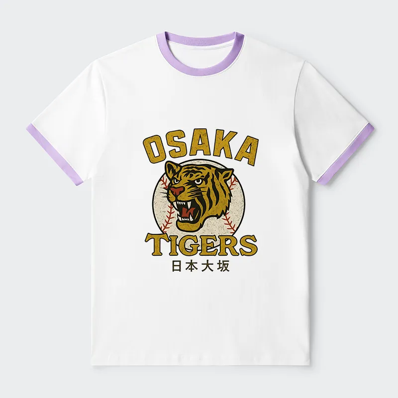 Tokyo-Tiger Funny Osaka Tigers Contrast Trim T-Shirt