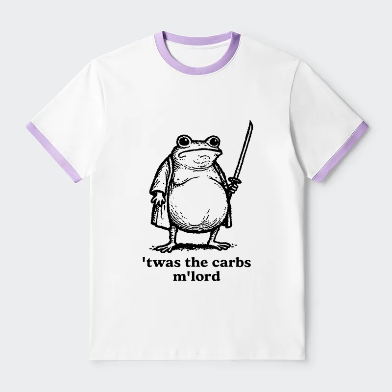 Tokyo-Tiger Funny Fat Samurai Frog Contrast Trim T-Shirt