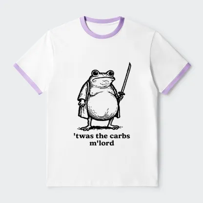 Tokyo-Tiger Funny Fat Samurai Frog Contrast Trim T-Shirt
