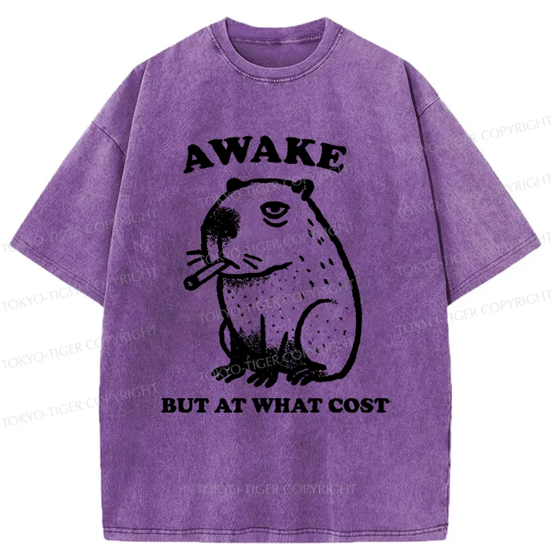Tokyo-Tiger Smoking Capybara Washed T-Shirt