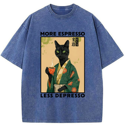 Tokyo-Tiger More Caffeine Less Sadness Washed T-Shirt