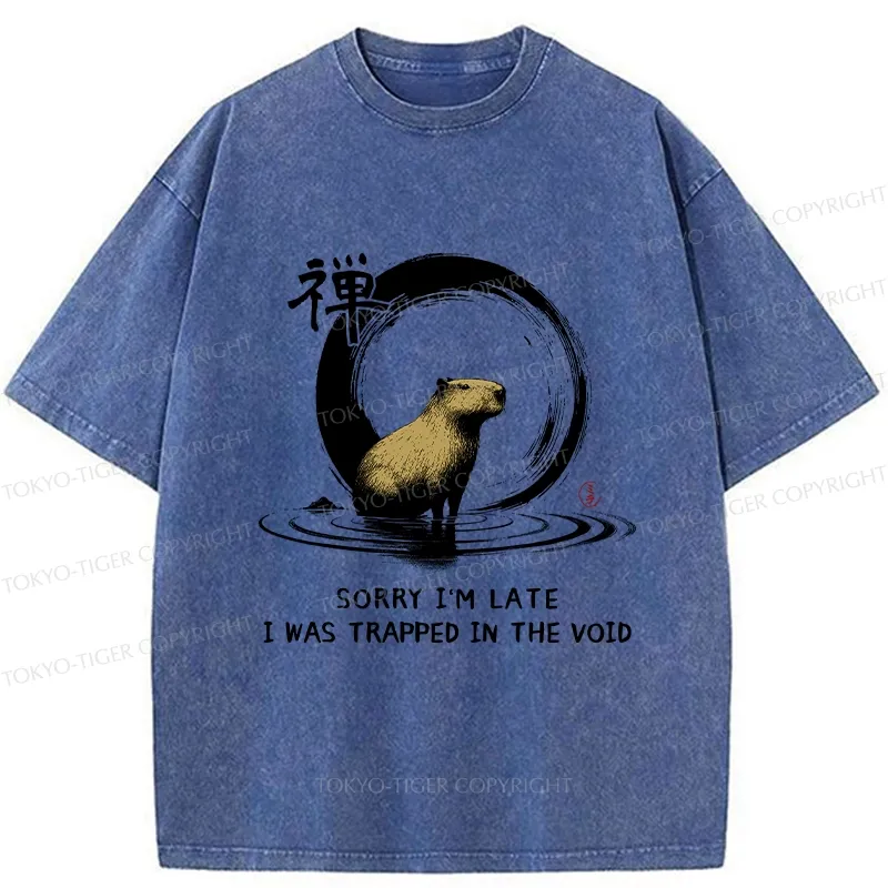 Tokyo-Tiger Zen Capybara Was Trapped In The Void Washed T-Shirt