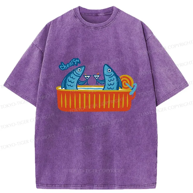Tokyo-Tiger Canned Fish Bar Washed T-Shirt