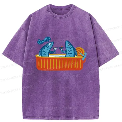 Tokyo-Tiger Canned Fish Bar Washed T-Shirt