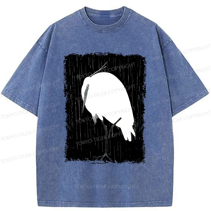 Tokyo-Tiger White Crane Washed T-Shirt