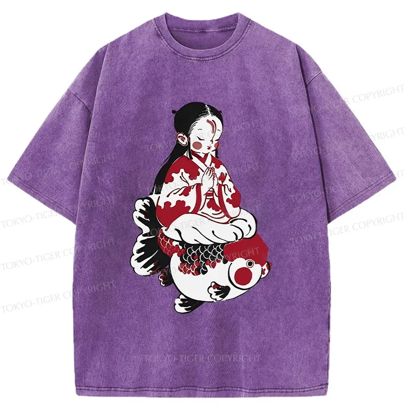 Tokyo-Tiger Retro Japanese Children Washed T-Shirt