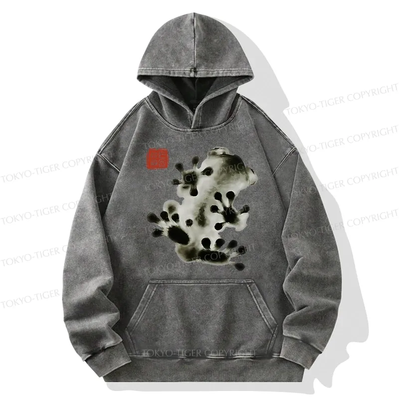 Tokyo-Tiger Ink Painting Frog Washed Hoodie
