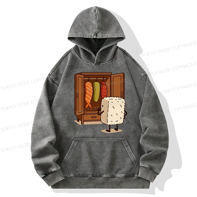 Tokyo-Tiger Sushi Pick Out Clothes Washed Hoodie