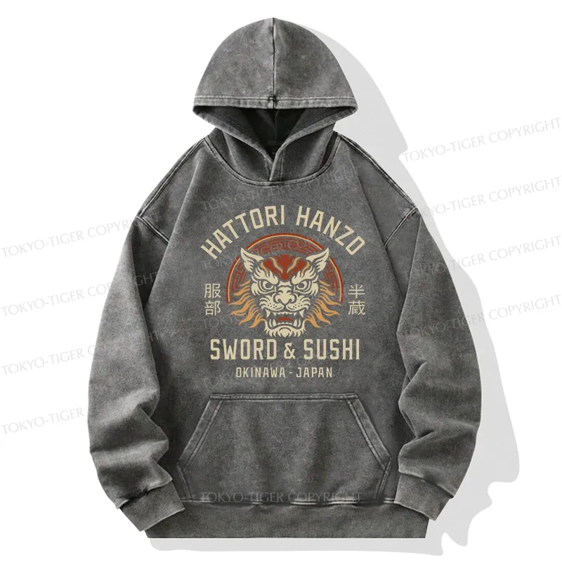 Tokyo-Tiger Hattori Lion Japanese Samurai Washed Hoodie