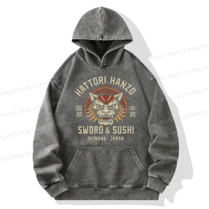 Tokyo-Tiger Hattori Lion Japanese Samurai Washed Hoodie