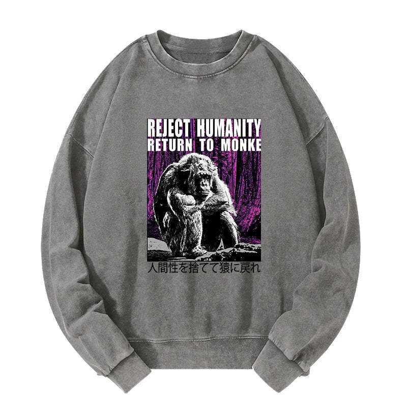 Tokyo-Tiger Reject Humanity Return To Monkey Japan Washed Sweatshirt