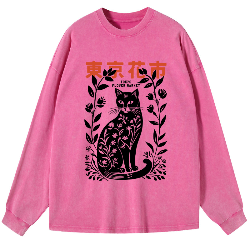 Tokyo-Tiger Tokyo Flower Market Washed Long Sleeve T-Shirt