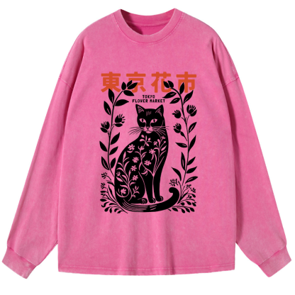 Tokyo-Tiger Tokyo Flower Market Washed Long Sleeve T-Shirt
