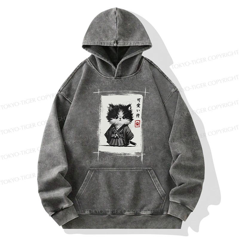 Tokyo-Tiger Kitten Samurai Washed Hoodie