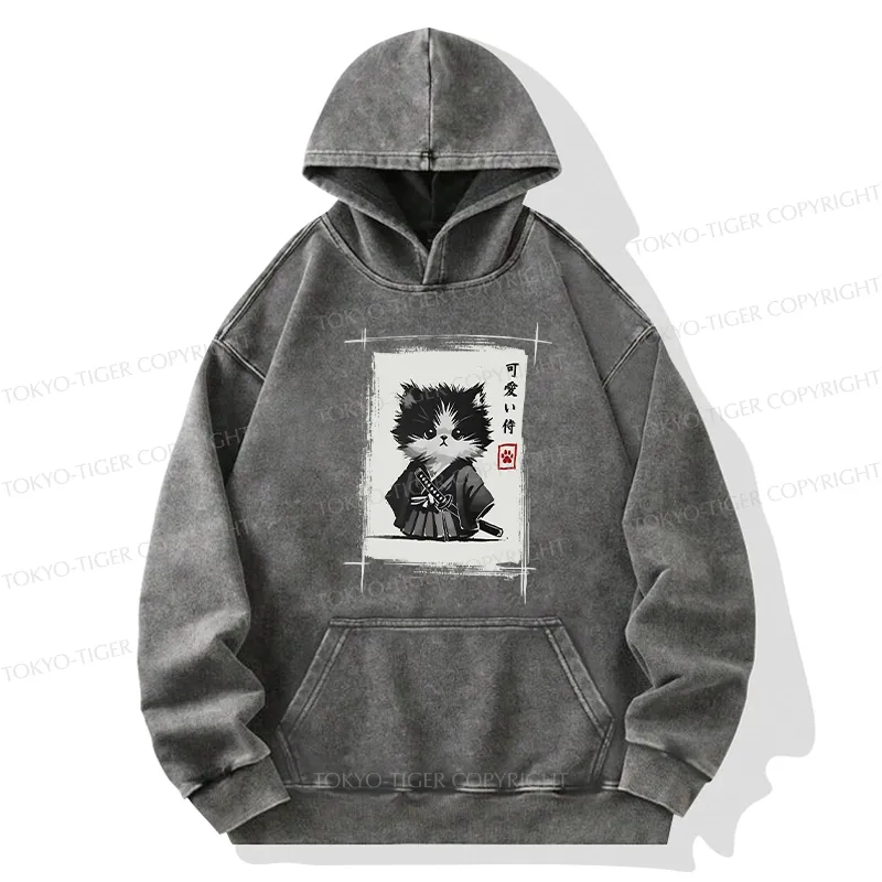 Tokyo-Tiger Kitten Samurai Washed Hoodie