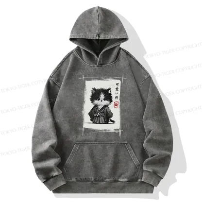 Tokyo-Tiger Kitten Samurai Washed Hoodie