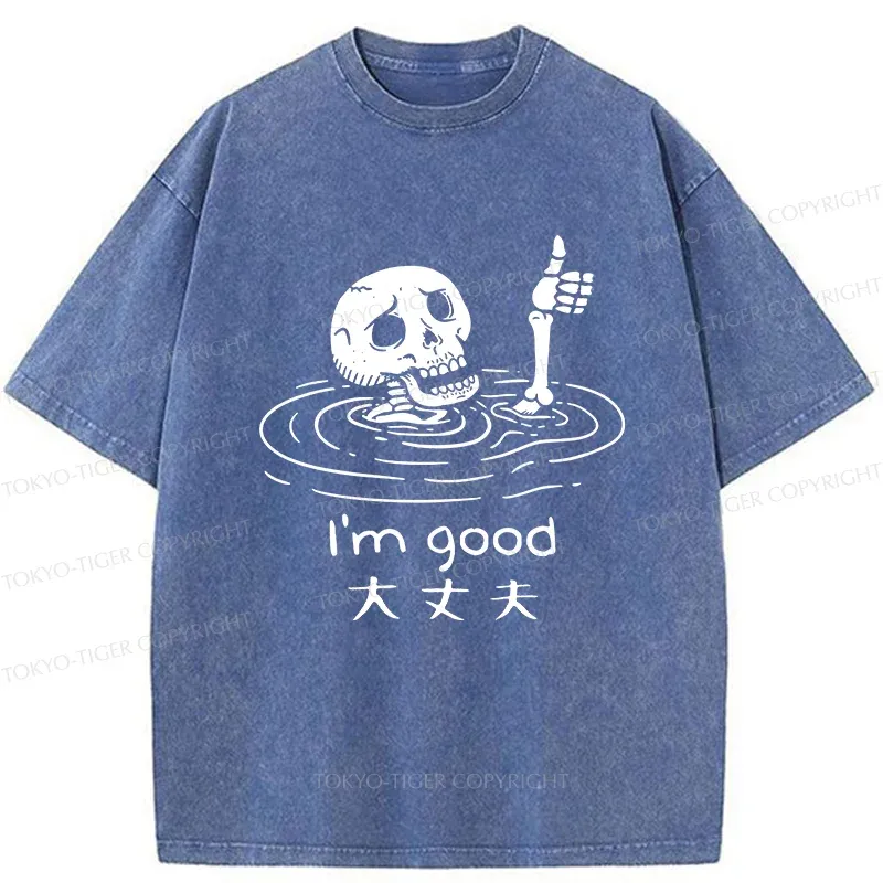 Tokyo-Tiger Drowned Skeleton Washed T-Shirt