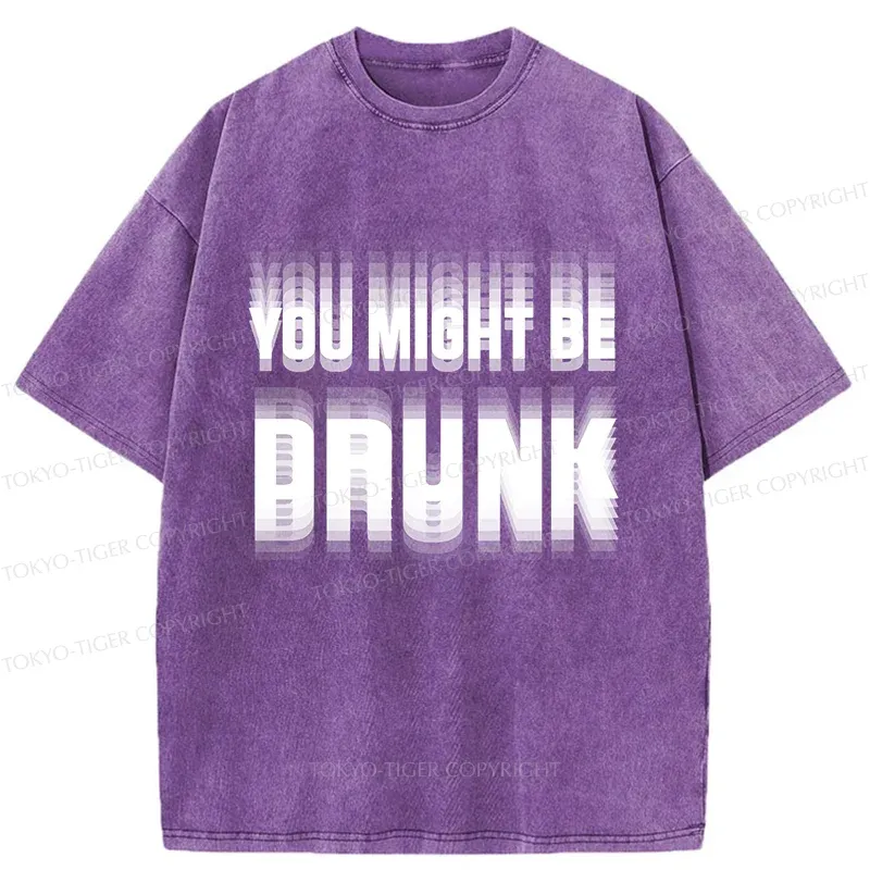 Tokyo-Tiger Drunk Text Washed T-Shirt