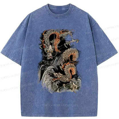 Tokyo-Tiger Japanese Ancient Dragon Washed T-Shirt