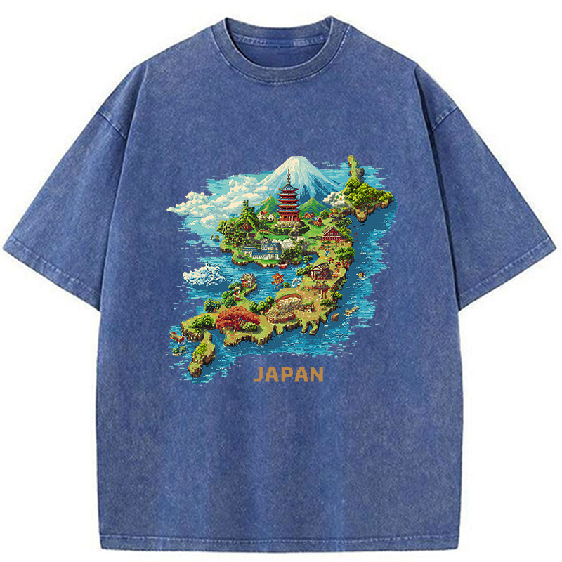 Tokyo-Tiger Funny Japanese Map Washed T-Shirt
