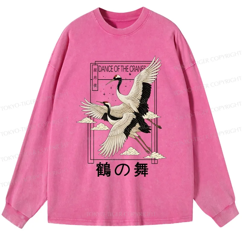 Tokyo-Tiger Dance Of The Cranes Washed Long Sleeve T-Shirt