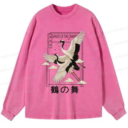 Tokyo-Tiger Dance Of The Cranes Washed Long Sleeve T-Shirt