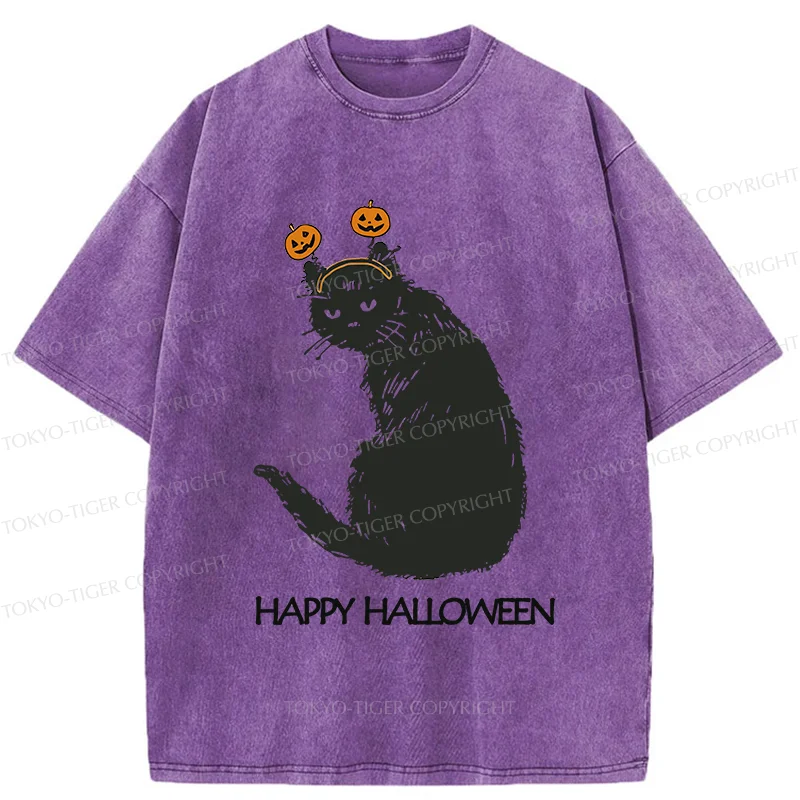 Tokyo-Tiger Halloween Cat Washed T-Shirt