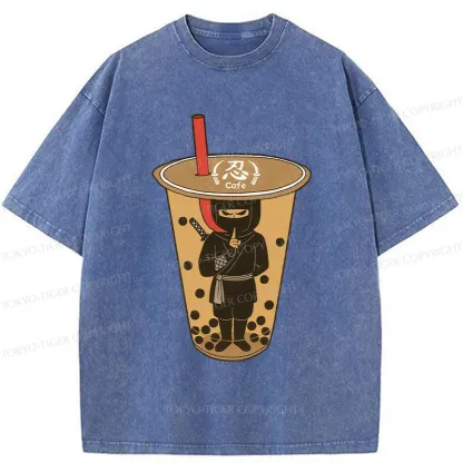 Tokyo-Tiger Ninja Lurking In Milk Tea Washed T-Shirt