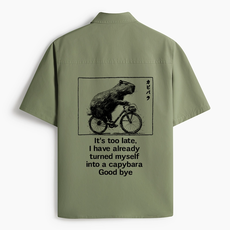 Tokyo-Tiger Funny Capybara Riding A Bicycle Work Shirt