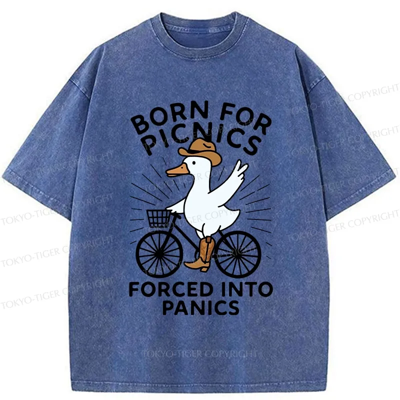 Tokyo-Tiger Born For Picnics Funny Washed T-Shirt