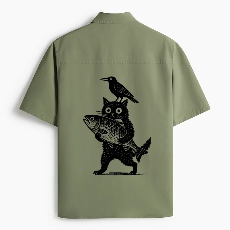 Tokyo-Tiger Black Animals Funny Work Shirt