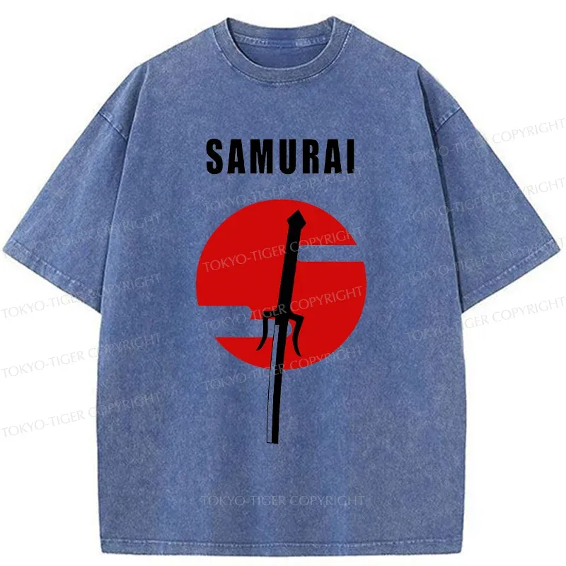 Tokyo-Tiger Samurai Sword Washed T-Shirt
