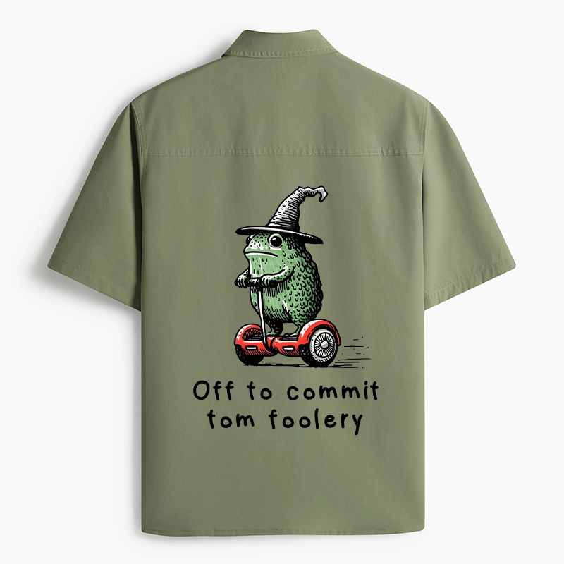 Tokyo-Tiger Frog Riding A Balance Scooter Work Shirt