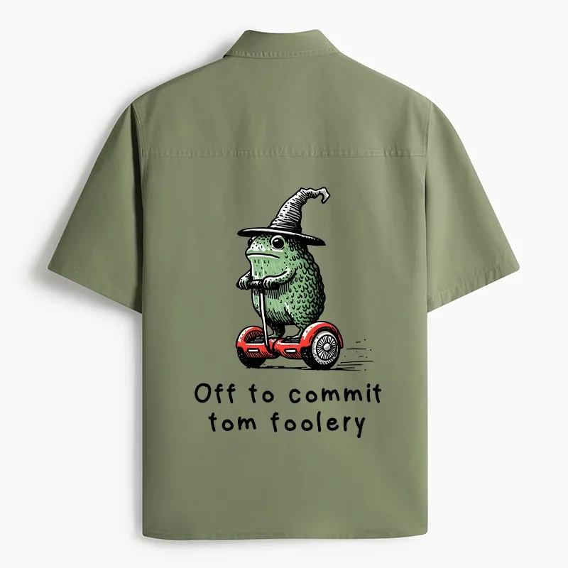 Tokyo-Tiger Frog Riding A Balance Scooter Work Shirt
