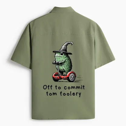 Tokyo-Tiger Frog Riding A Balance Scooter Work Shirt