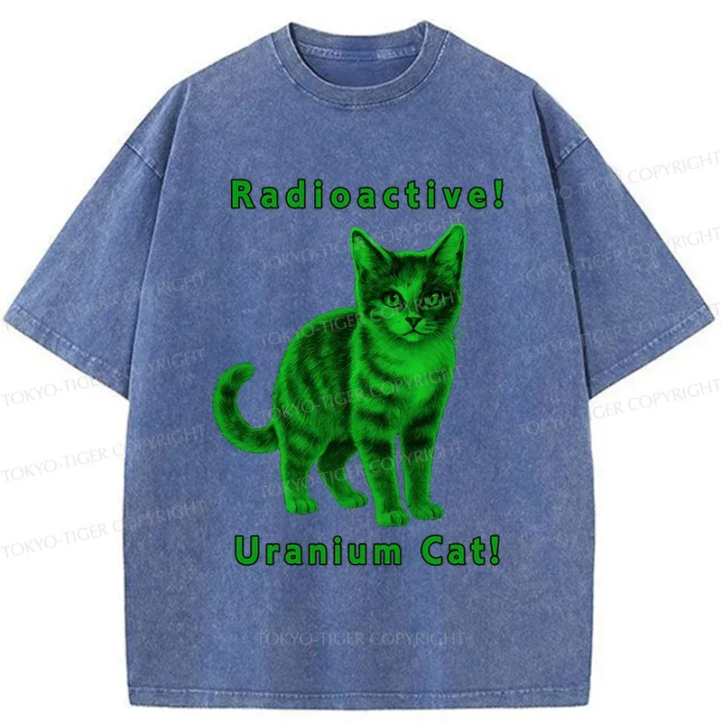 Tokyo-Tiger Green Pollution Cat Washed T-Shirt