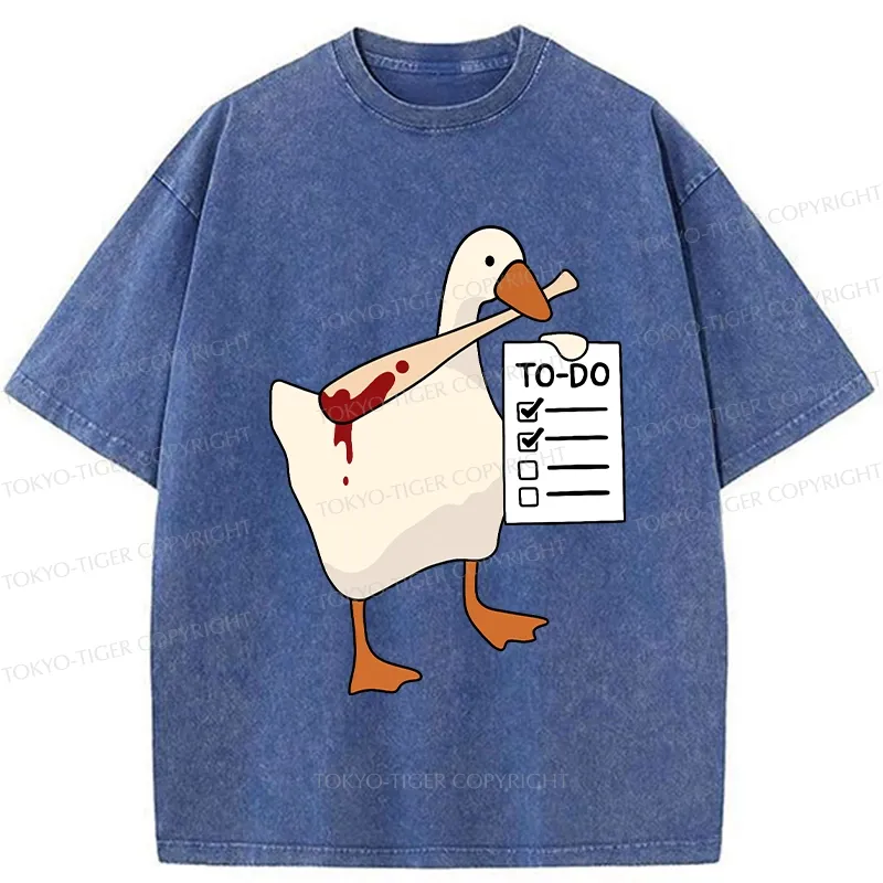 Tokyo-Tiger Task Slayer Goose Funny Washed T-Shirt