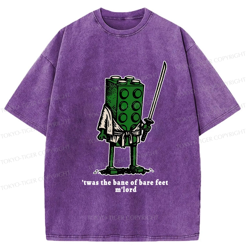 Tokyo-Tiger Funny Building Blocks Samurai Washed T-Shirt