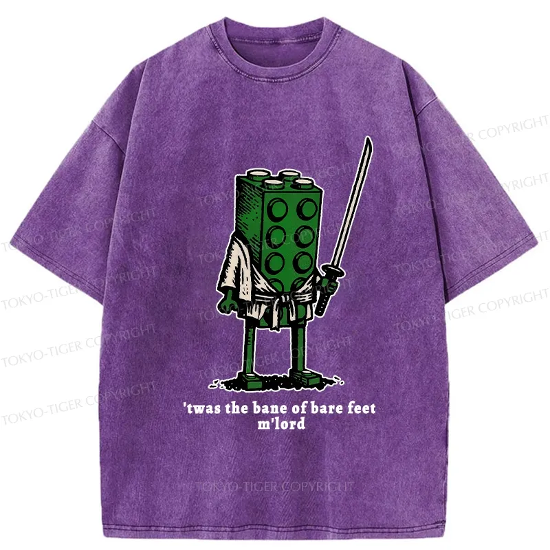 Tokyo-Tiger Funny Building Blocks Samurai Washed T-Shirt