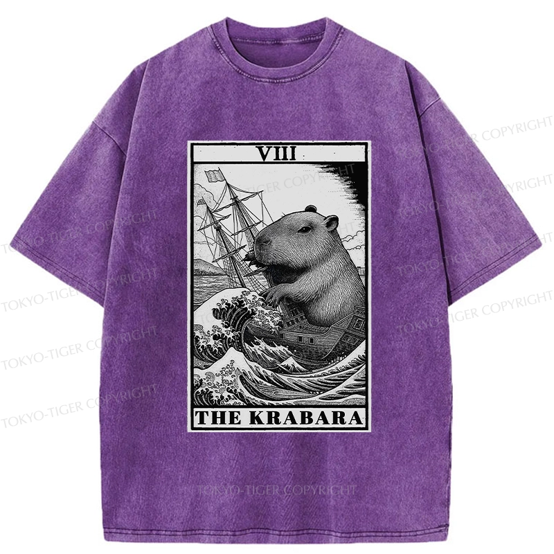 Tokyo-Tiger Capybara Destroyers In The Waves Washed T-Shirt
