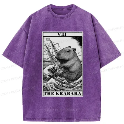 Tokyo-Tiger Capybara Destroyers In The Waves Washed T-Shirt
